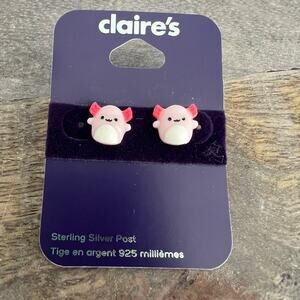 New Claire's Pink Axolotl Sterling Silver Post Stud Earrings
